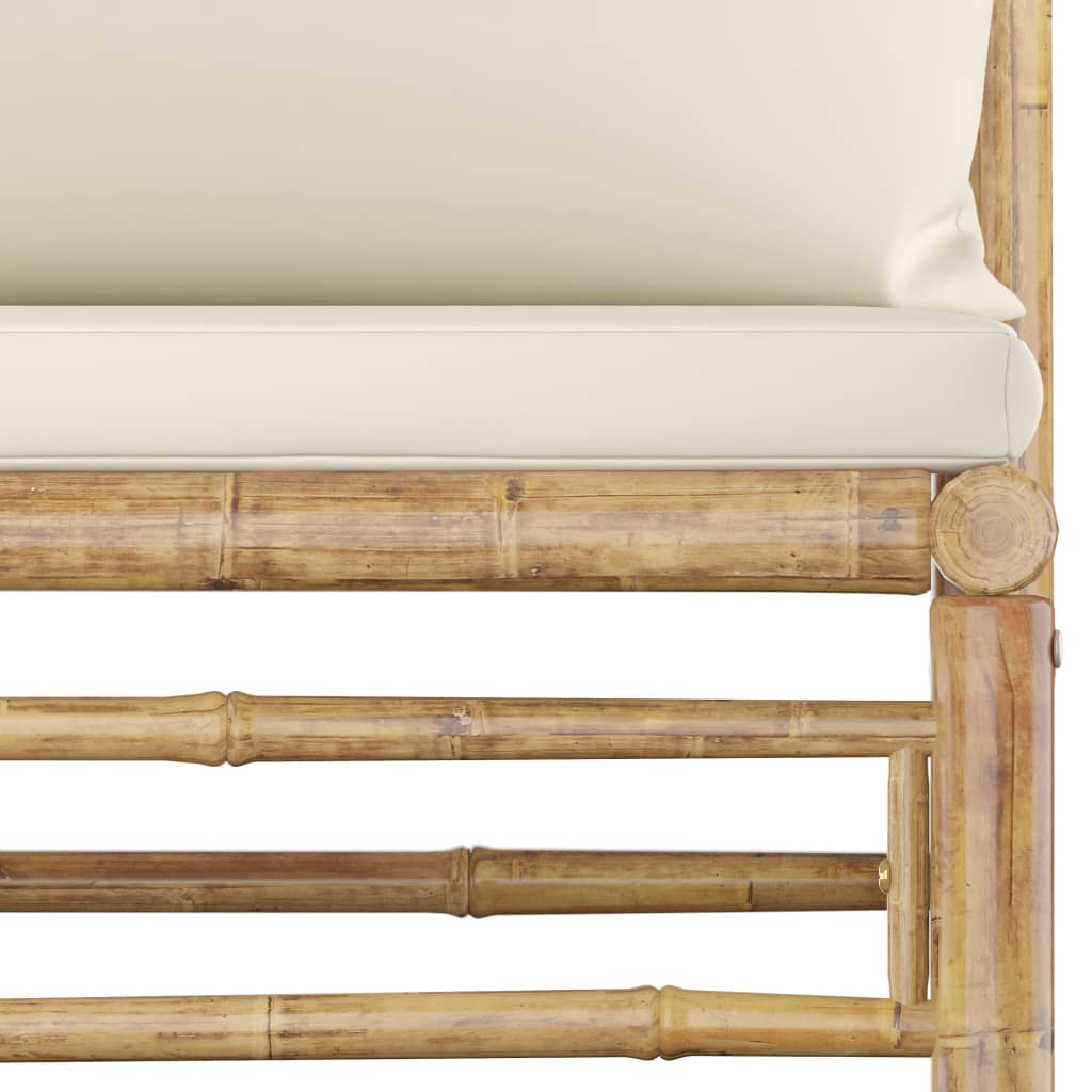 loungesæt til haven 11 dele med cremehvide hynder bambus