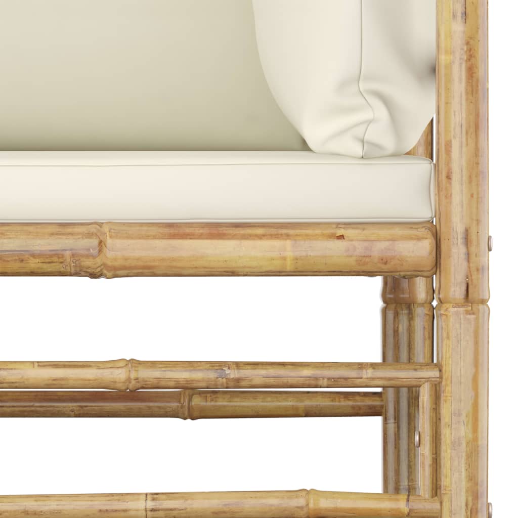 loungesæt til haven 8 dele med cremehvide hynder bambus