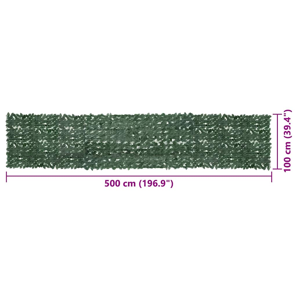 altanafskærmning 500x100 cm mørkegrønne blade
