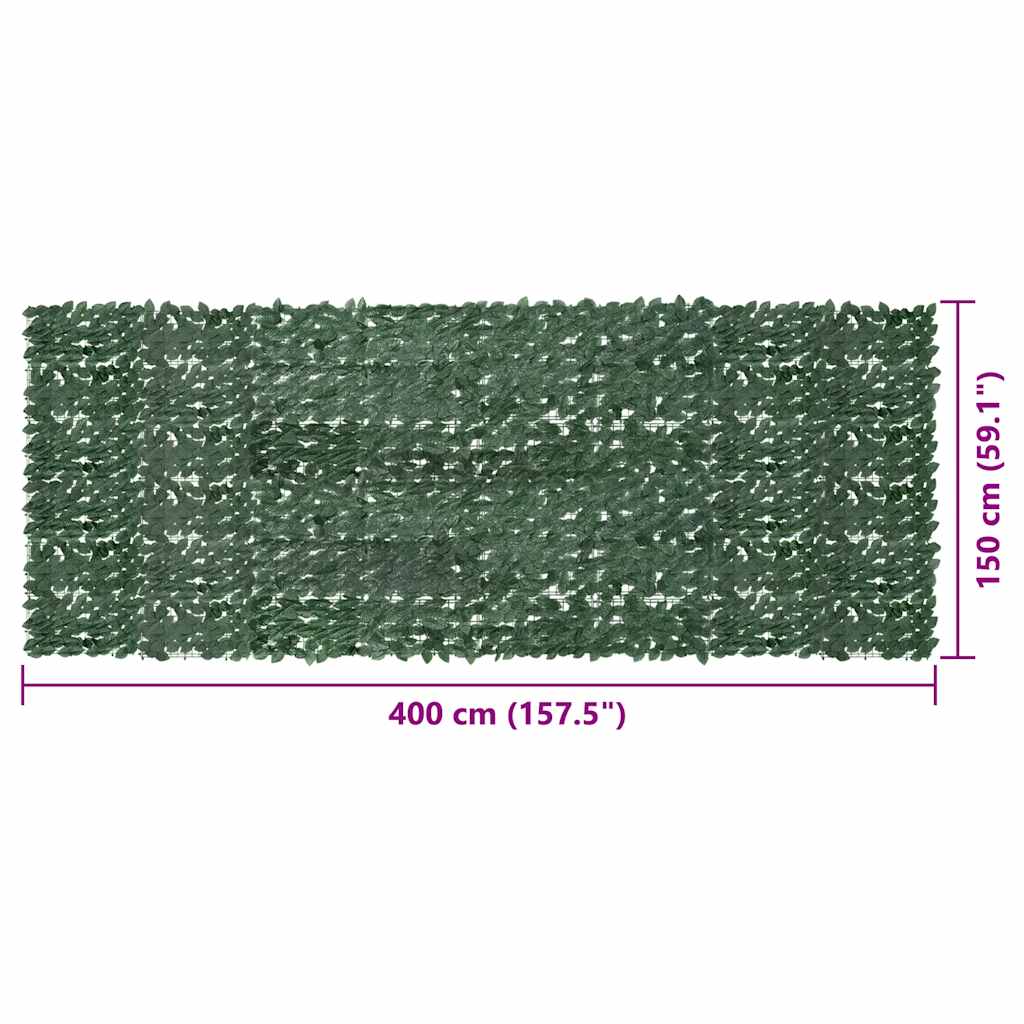 altanafskærmning 400x150 cm mørkegrønne blade