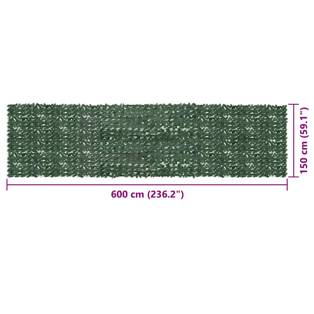 altanafskærmning 600x150 cm mørkegrønne blade