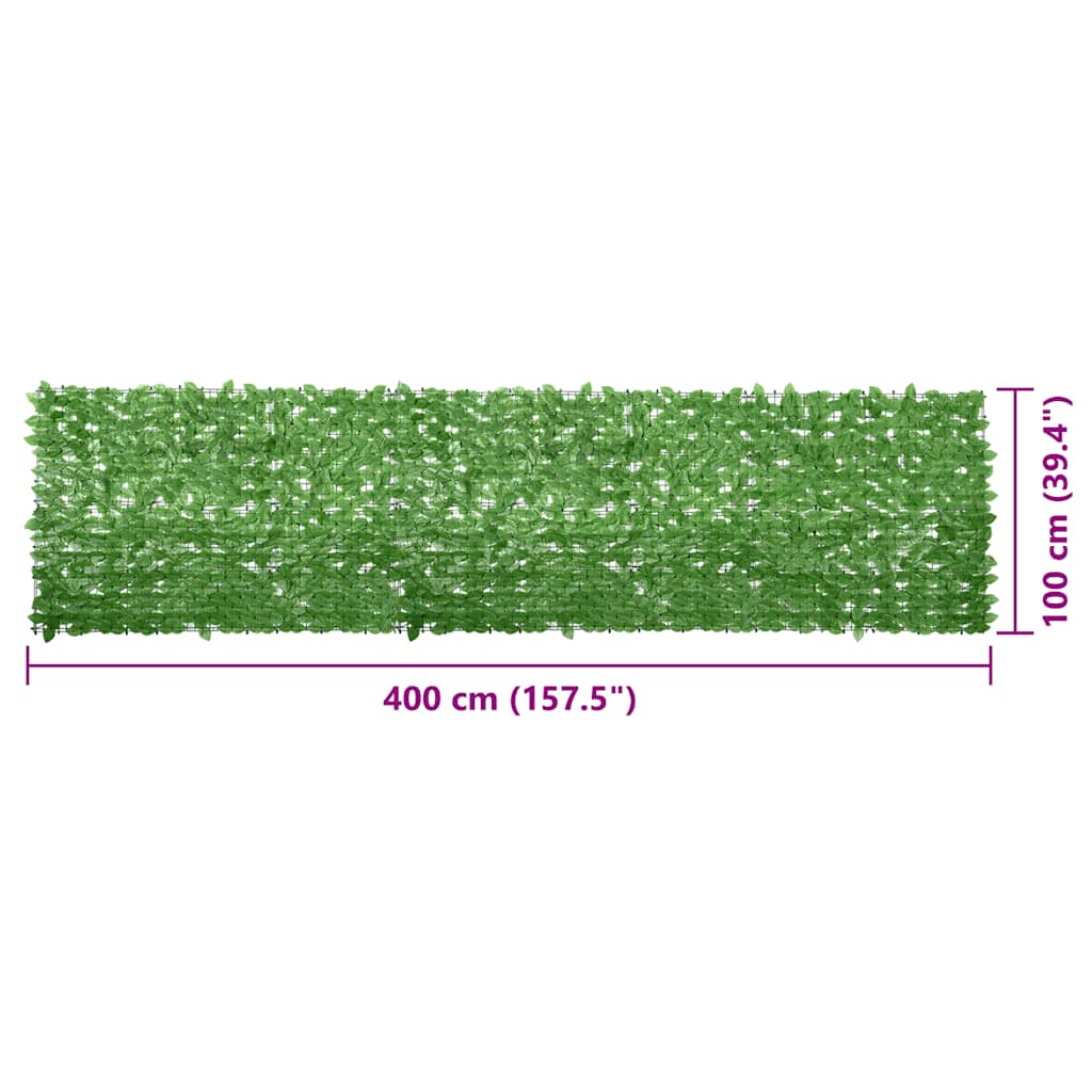 altanafskærmning 400x100 cm grønne blade
