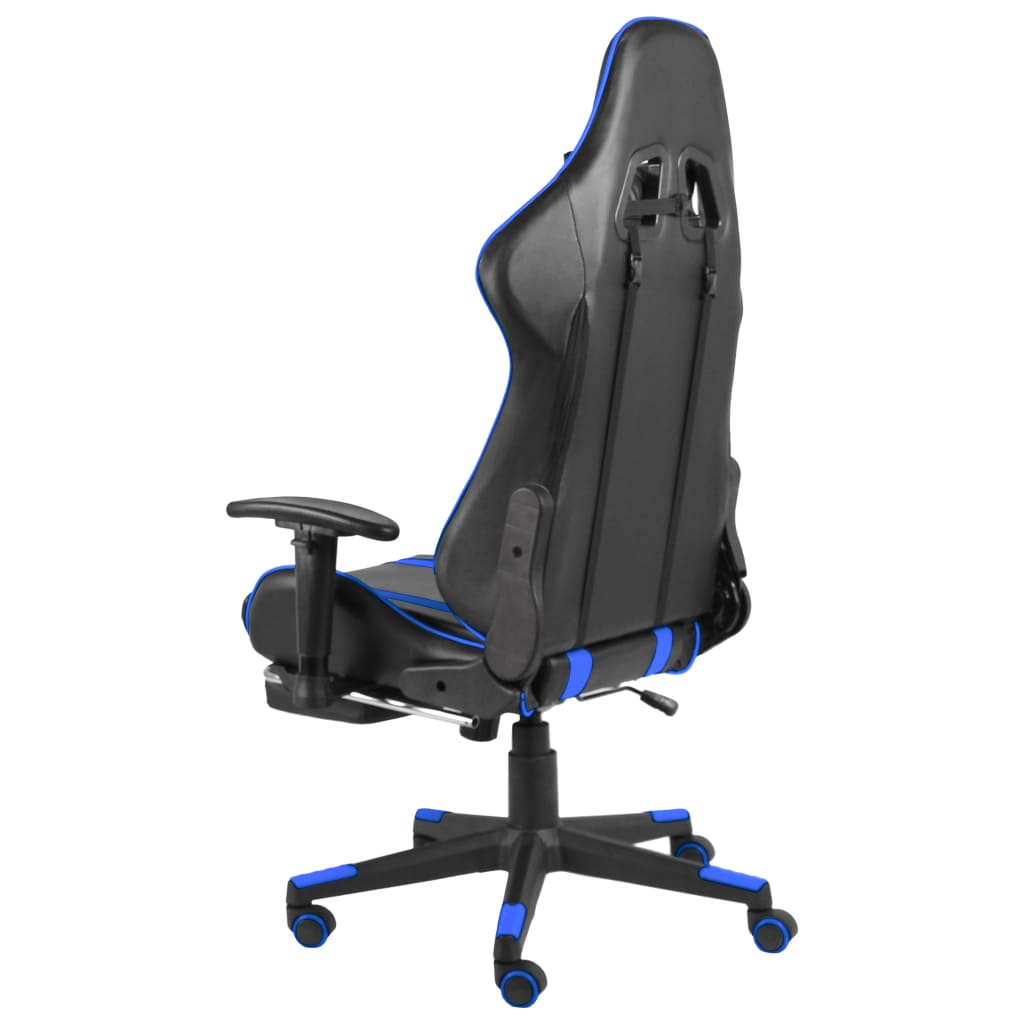 drejelig gamingstol med fodstøtte PVC blå