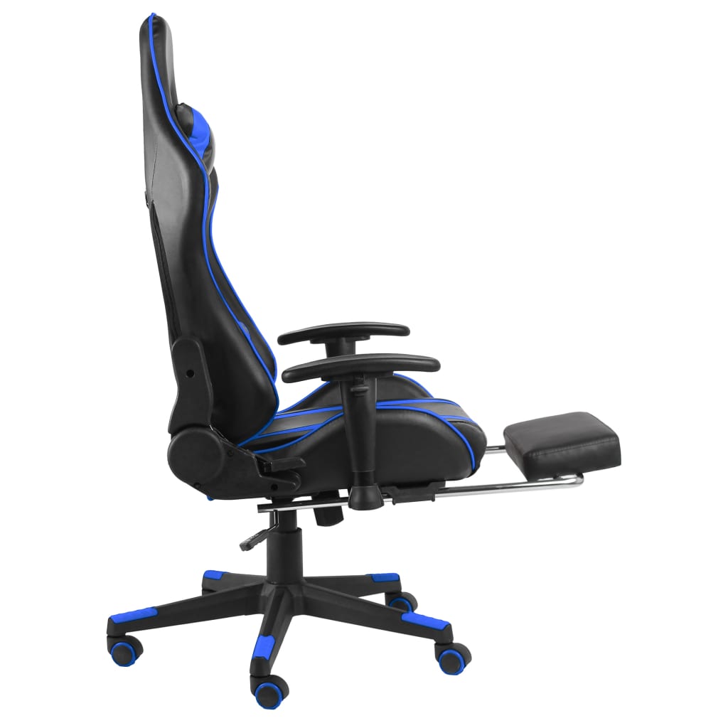 drejelig gamingstol med fodstøtte PVC blå