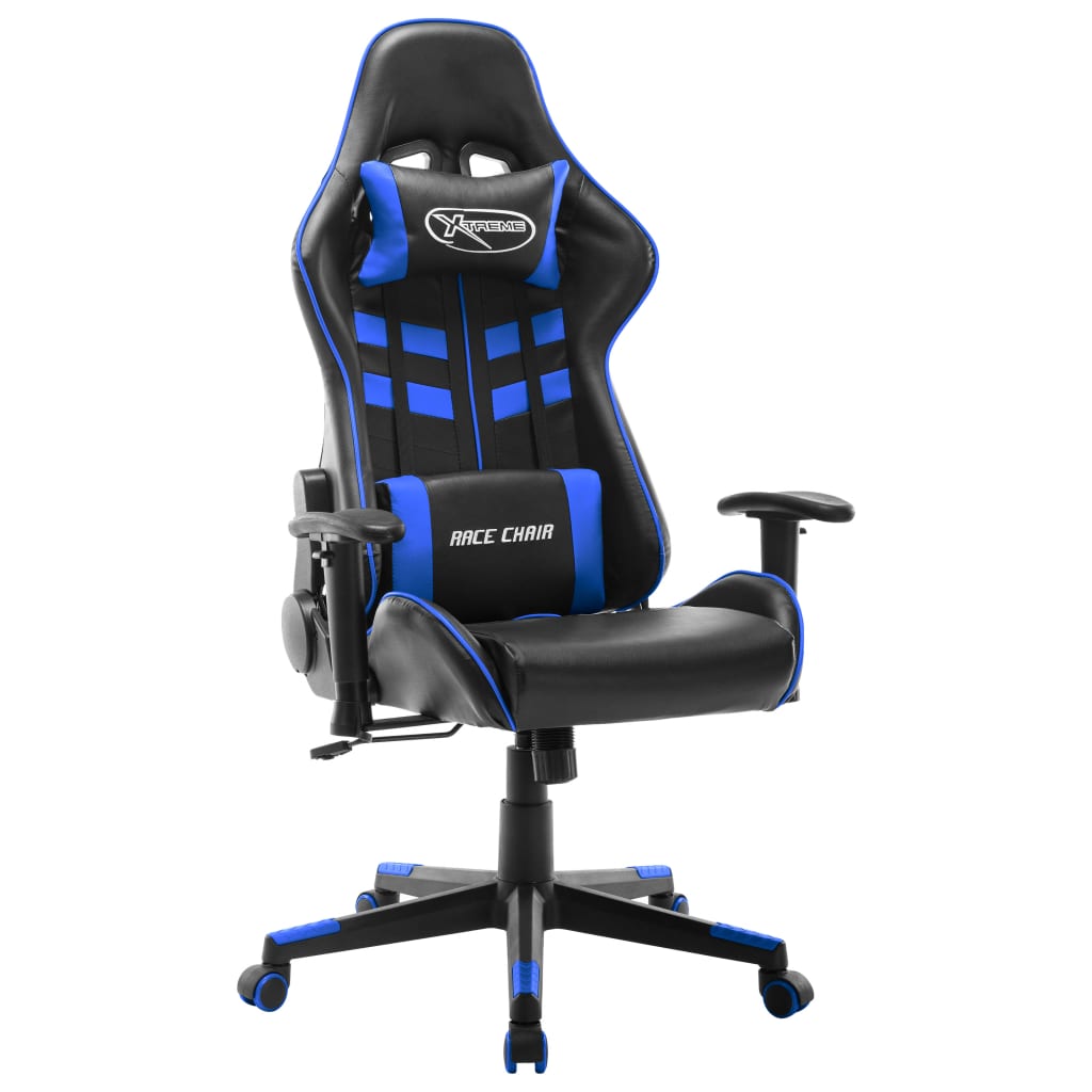gamingstol kunstlæder sort og blå