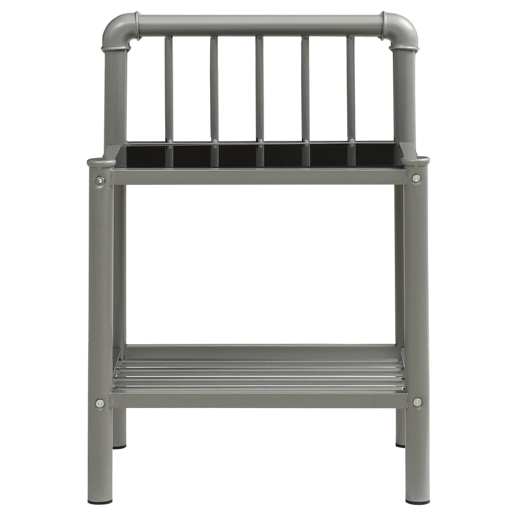sengeskabe 2 stk. metal og glas grå og sort