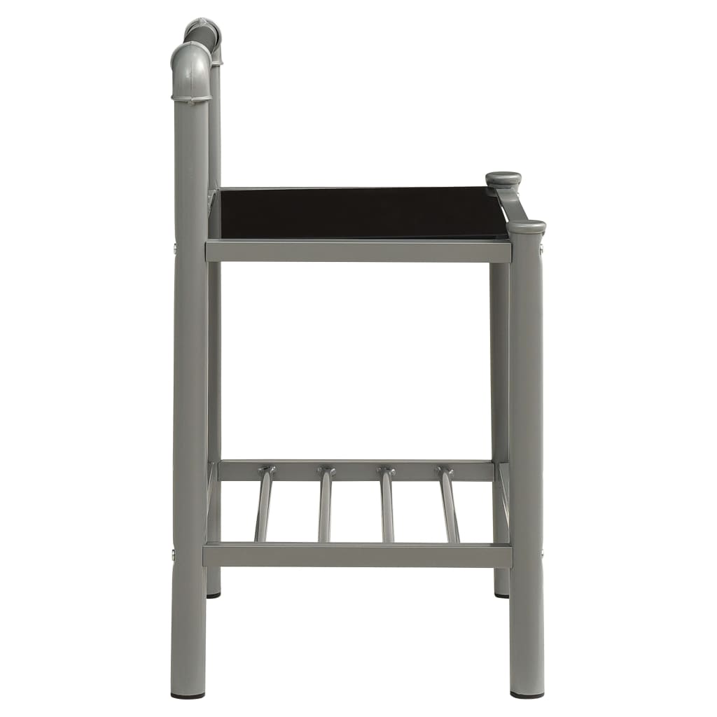 sengeskabe 2 stk. metal og glas grå og sort