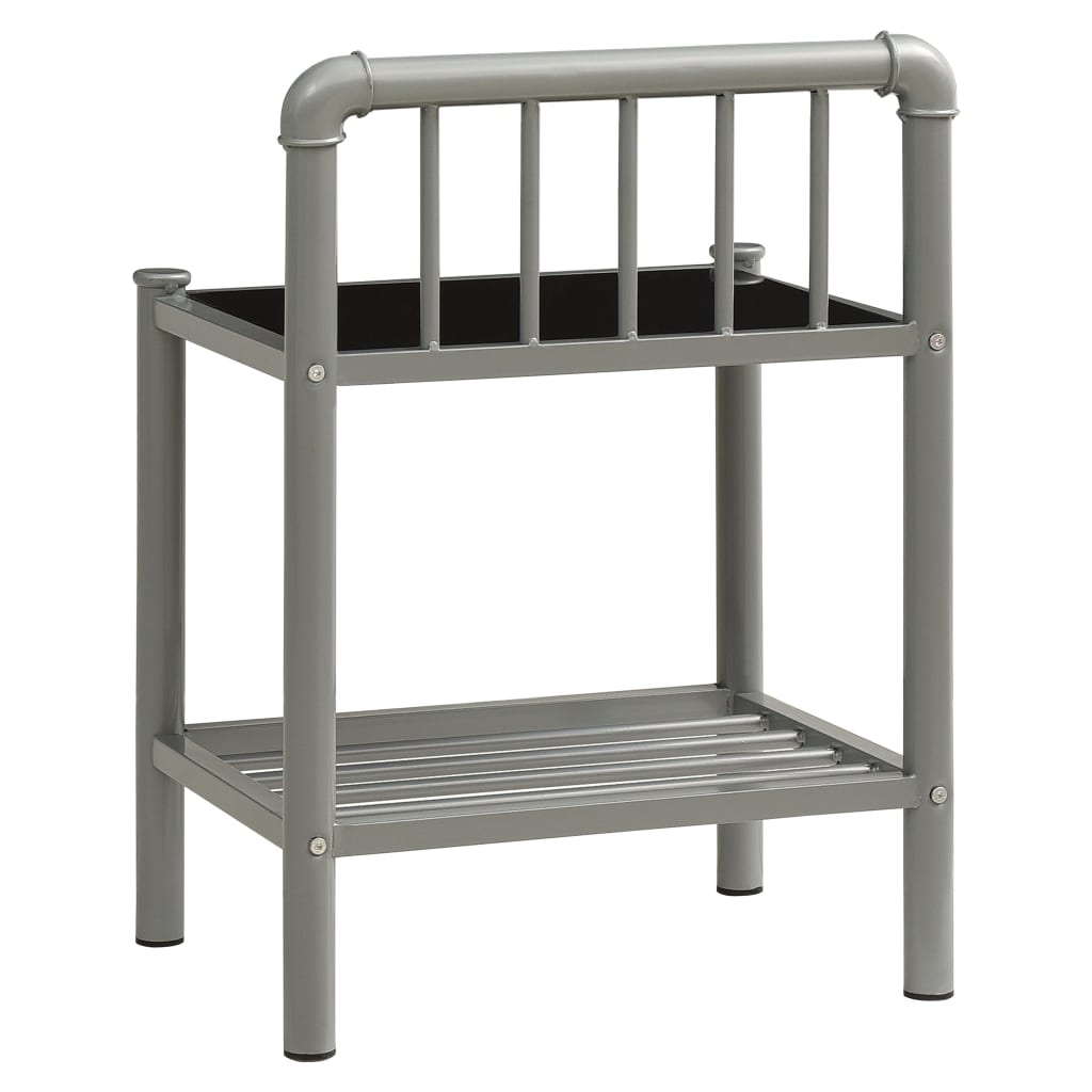 sengeskabe 2 stk. metal og glas grå og sort