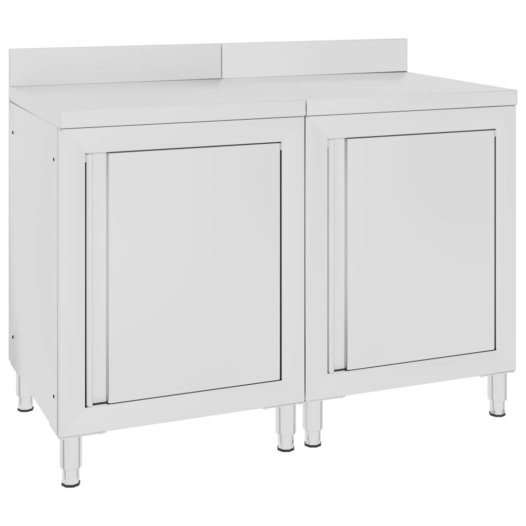 kommercielt køkkenbord med skab 120x60x96 cm rustfrit stål