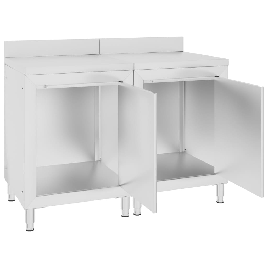 kommercielt køkkenbord med skab 120x60x96 cm rustfrit stål