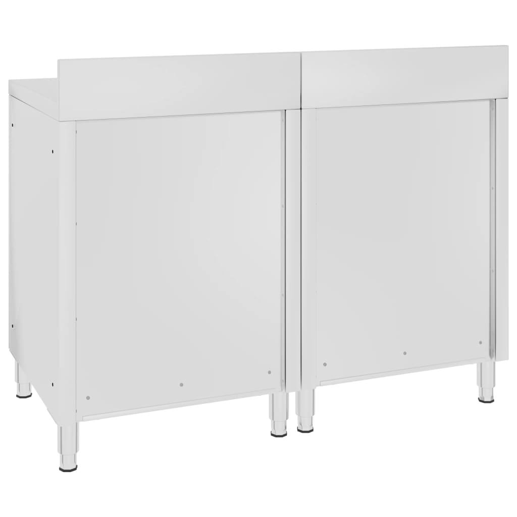 kommercielt køkkenbord med skab 120x60x96 cm rustfrit stål