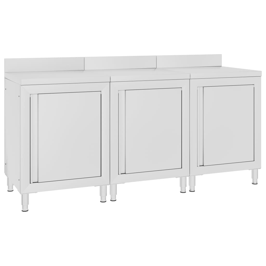 kommercielt køkkenbord med skab 180x60x96 cm rustfrit stål
