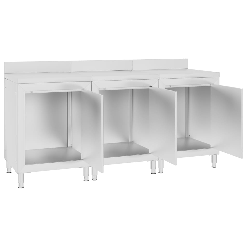 kommercielt køkkenbord med skab 180x60x96 cm rustfrit stål