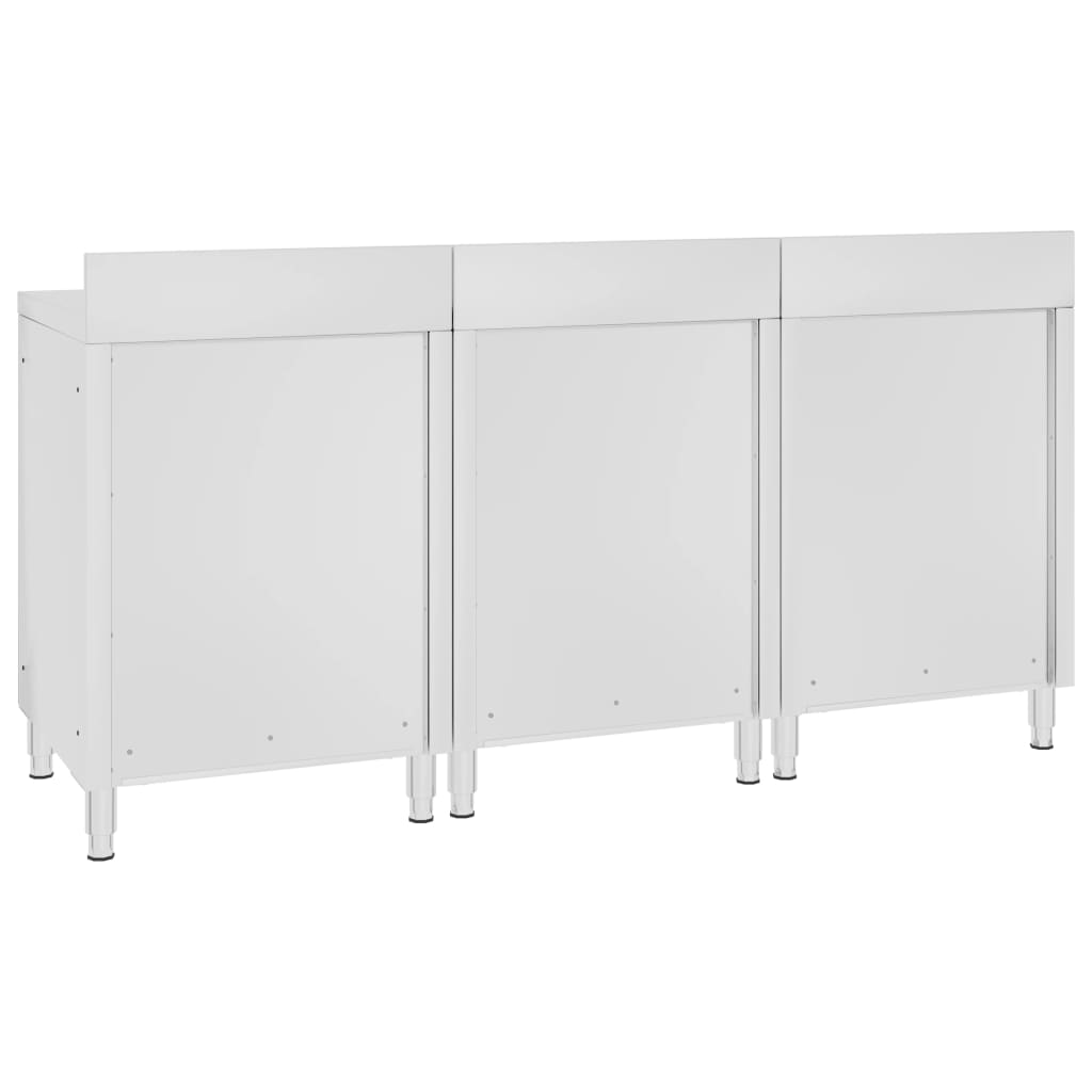 kommercielt køkkenbord med skab 180x60x96 cm rustfrit stål