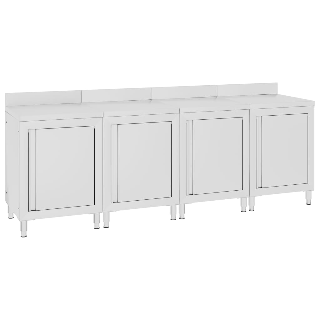 kommercielt køkkenbord med skab 240x60x96 cm rustfrit stål