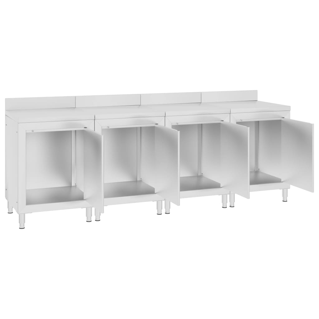 kommercielt køkkenbord med skab 240x60x96 cm rustfrit stål