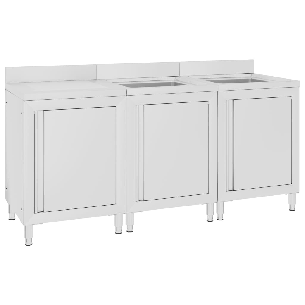 kommerciel køkkenvask med skab 180x60x96 cm rustfrit stål