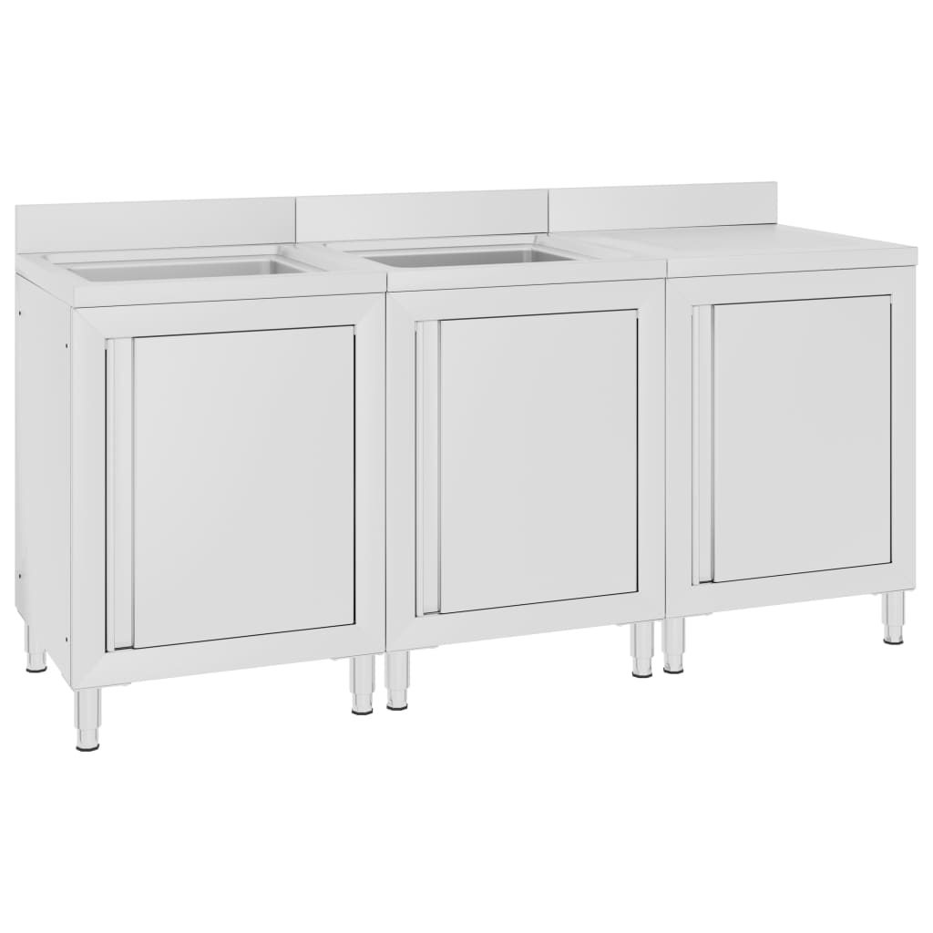 kommerciel køkkenvask med skab 180x60x96 cm rustfrit stål
