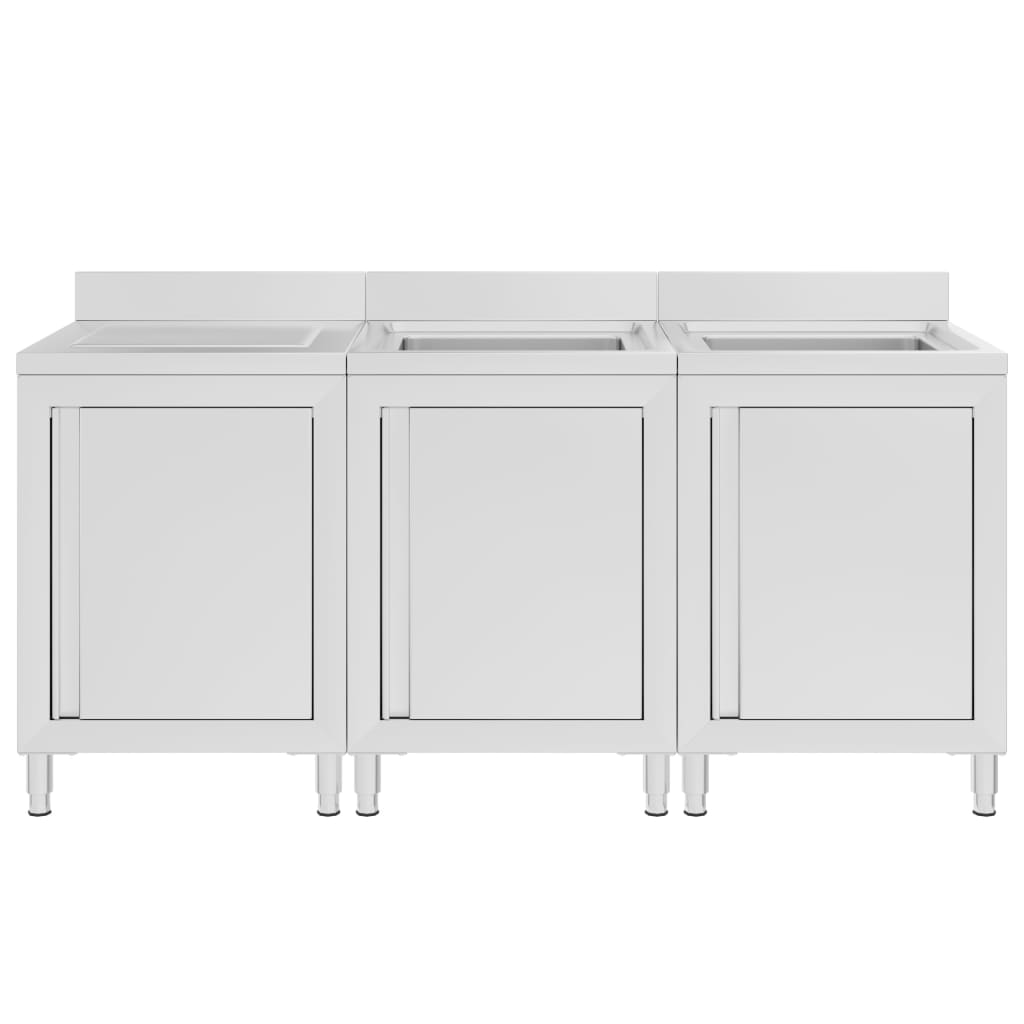 kommerciel køkkenvask med skab 180x60x96 cm rustfrit stål