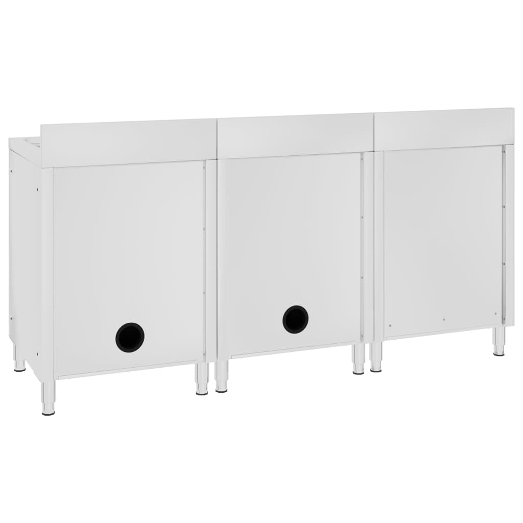kommerciel køkkenvask med skab 180x60x96 cm rustfrit stål