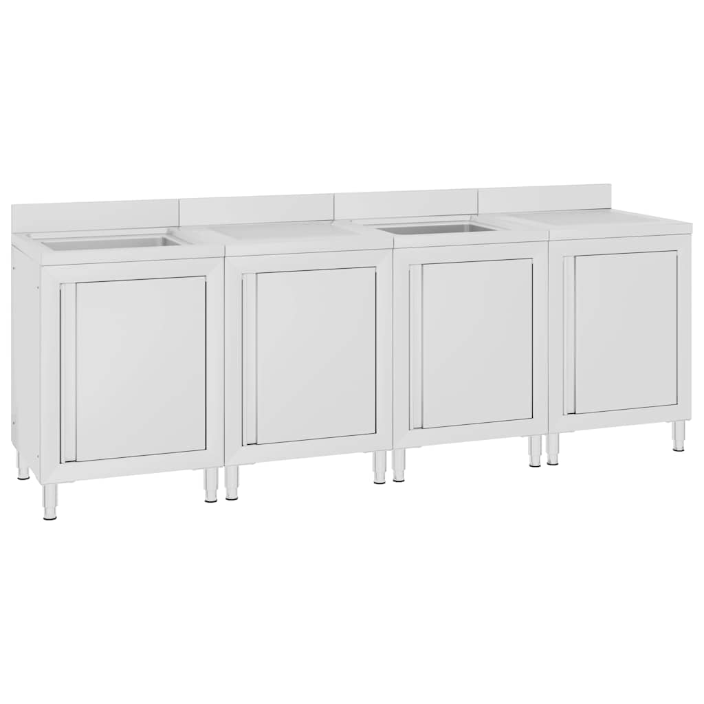 kommerciel køkkenvask med skab 240x60x96 cm rustfrit stål