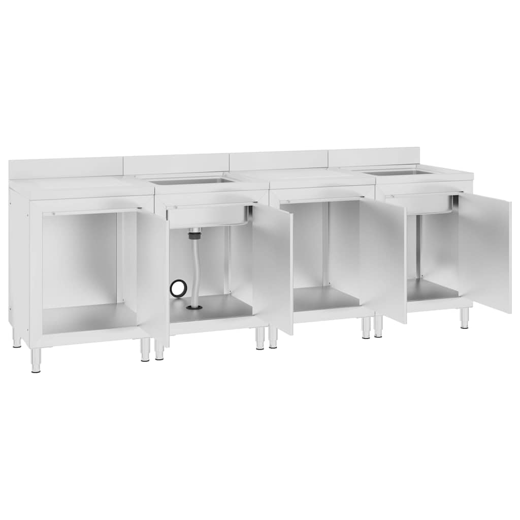 kommerciel køkkenvask med skab 240x60x96 cm rustfrit stål