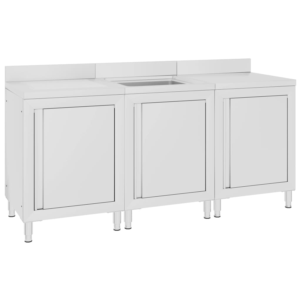 kommerciel køkkenvask med skab 180x60x96 cm rustfrit stål