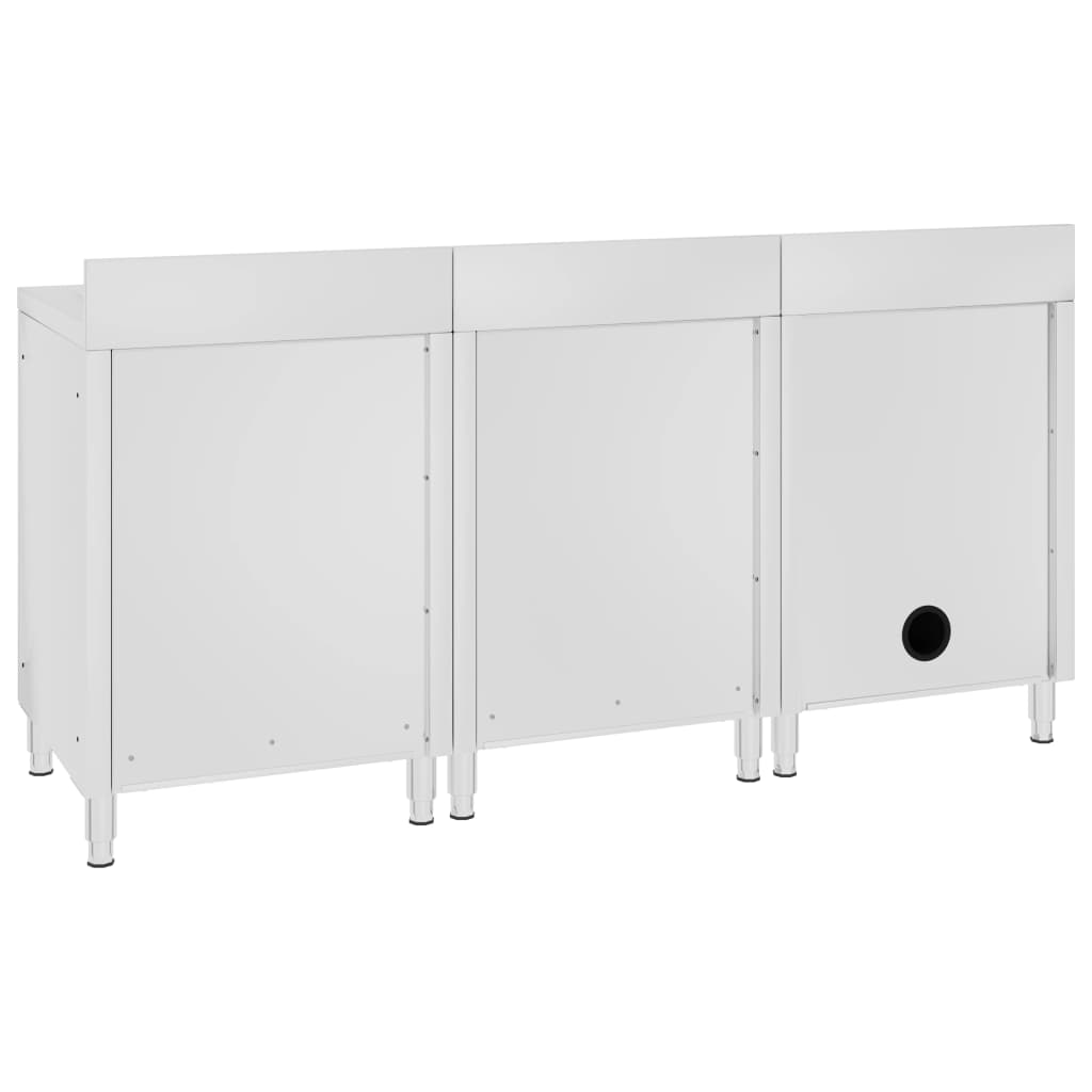 kommerciel køkkenvask med skab 180x60x96 cm rustfrit stål