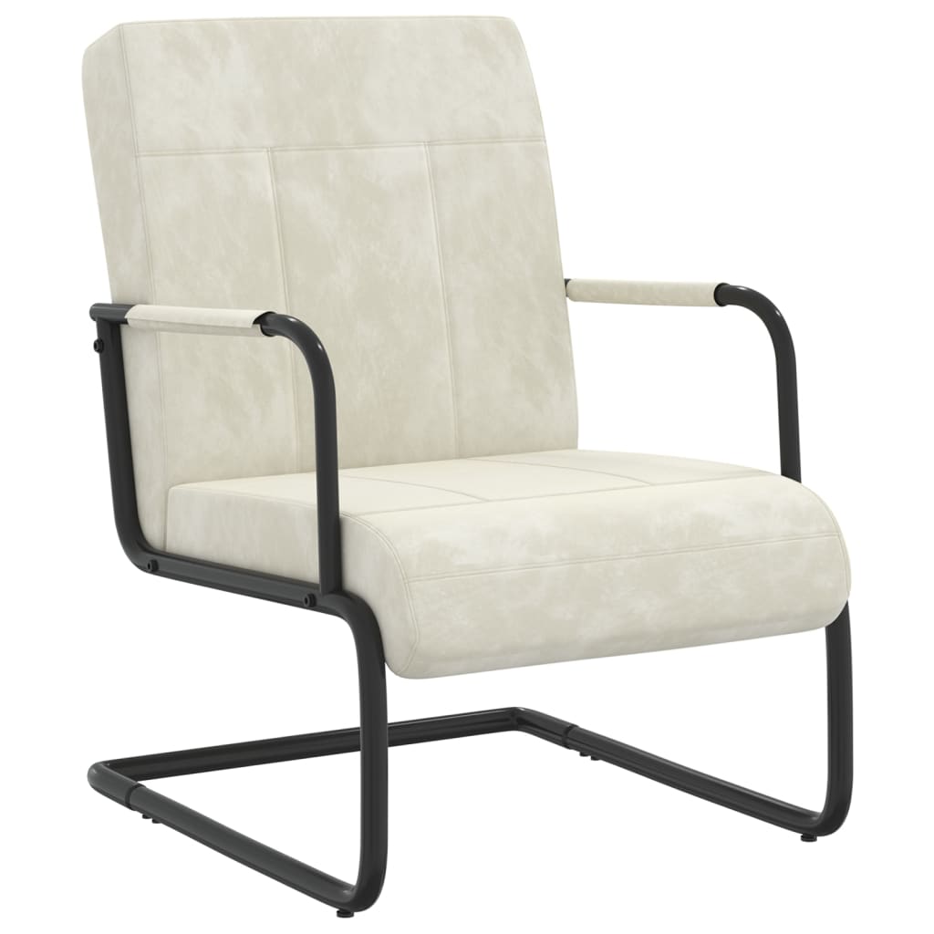 stol med cantilever fløjl cremehvid