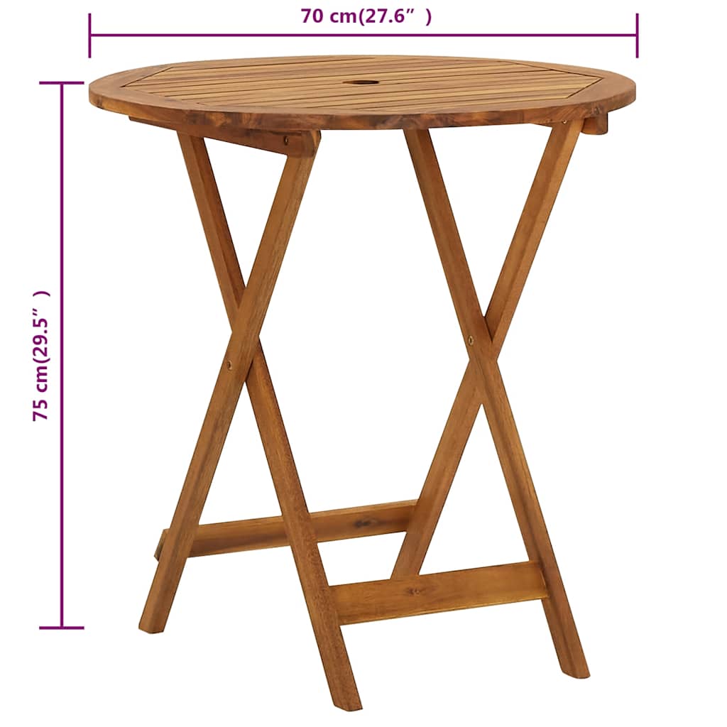 foldbart havebord 70 cm massivt akacietræ