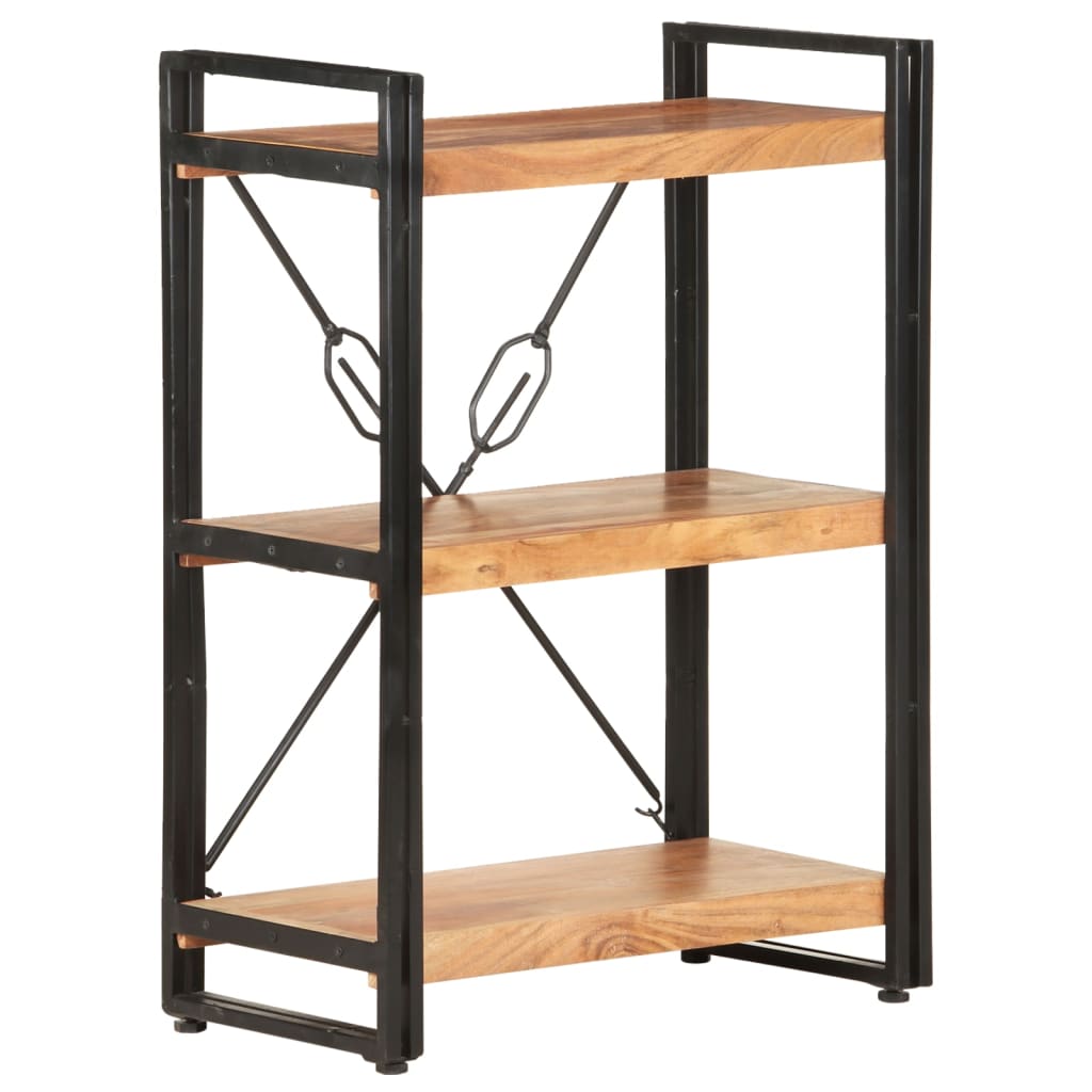bogreol m. 3 hylder 60x30x80 cm massivt akacietræ