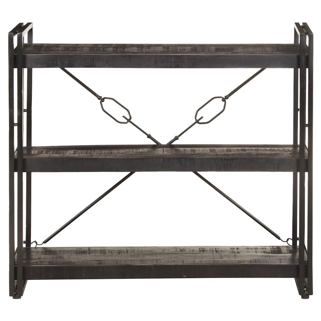 bogreol m. 3 hylder 90x30x80 cm massivt mangotræ sort