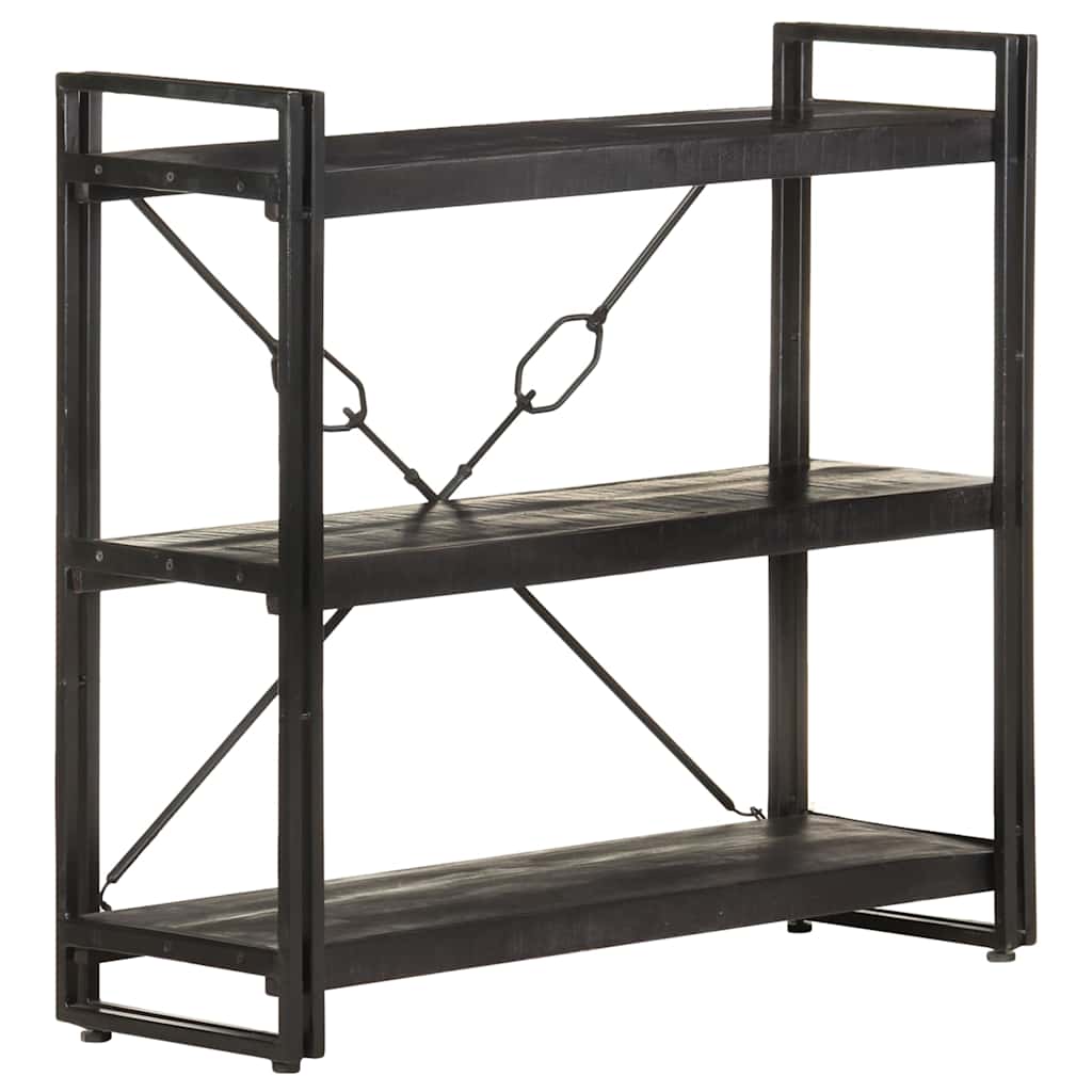 bogreol m. 3 hylder 90x30x80 cm massivt mangotræ sort
