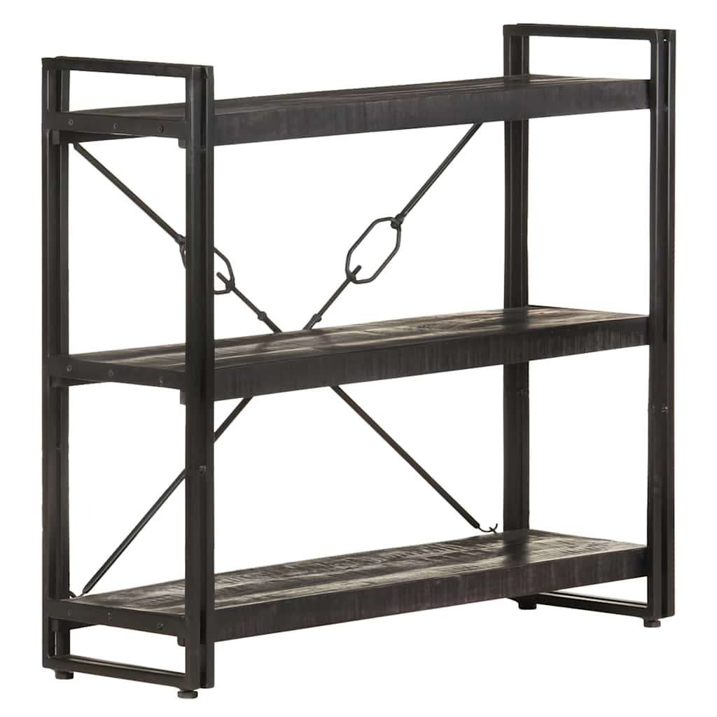 bogreol m. 3 hylder 90x30x80 cm massivt mangotræ sort