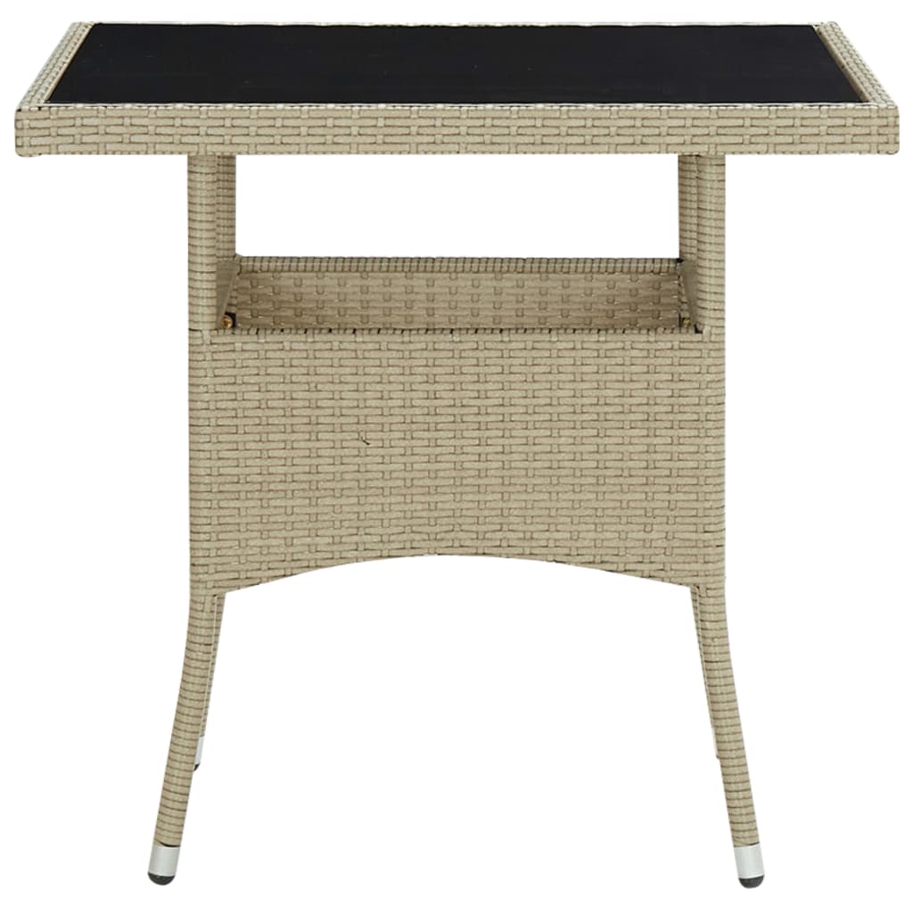 spisebordssæt til haven 3 dele polyrattan og glas beige