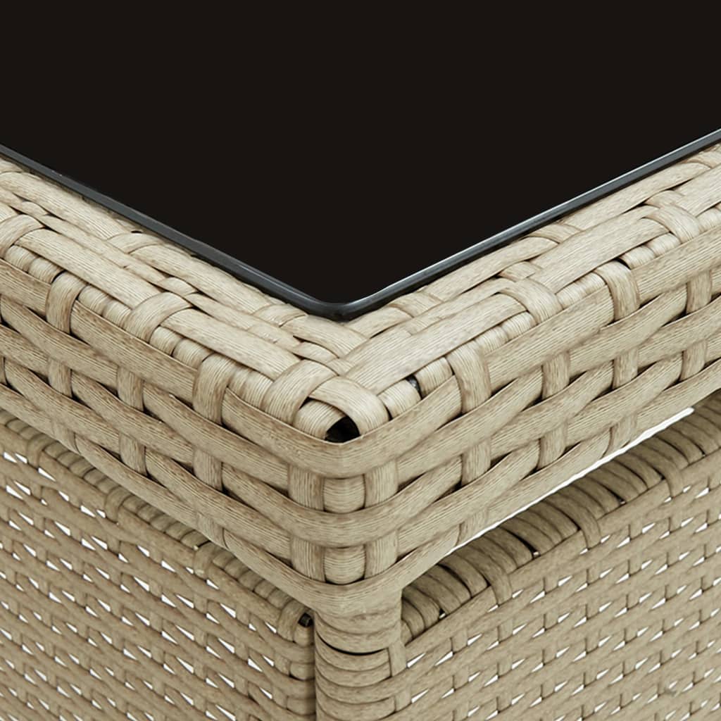 spisebordssæt til haven 3 dele polyrattan og glas beige