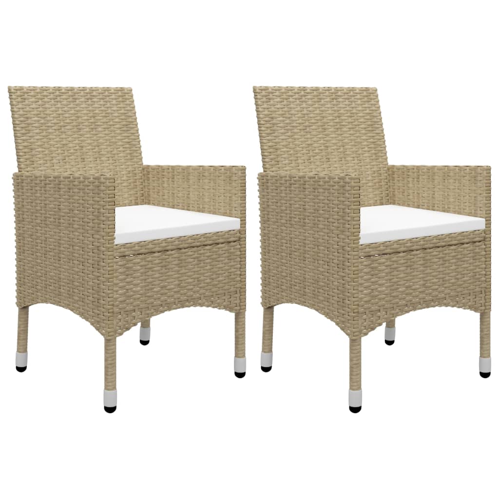 spisebordssæt til haven 3 dele polyrattan og glas beige