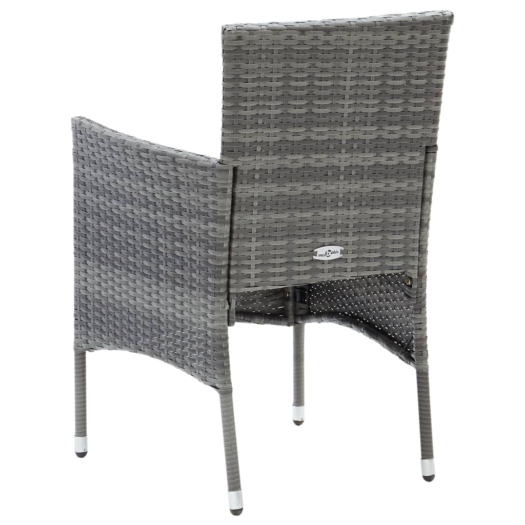 spisebordssæt til haven 5 dele polyrattan og glas grå