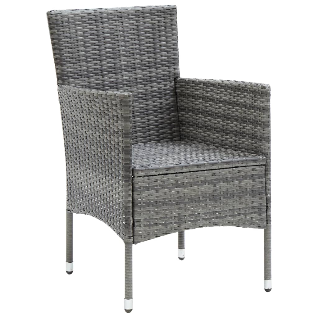 spisebordssæt til haven 5 dele polyrattan og glas grå
