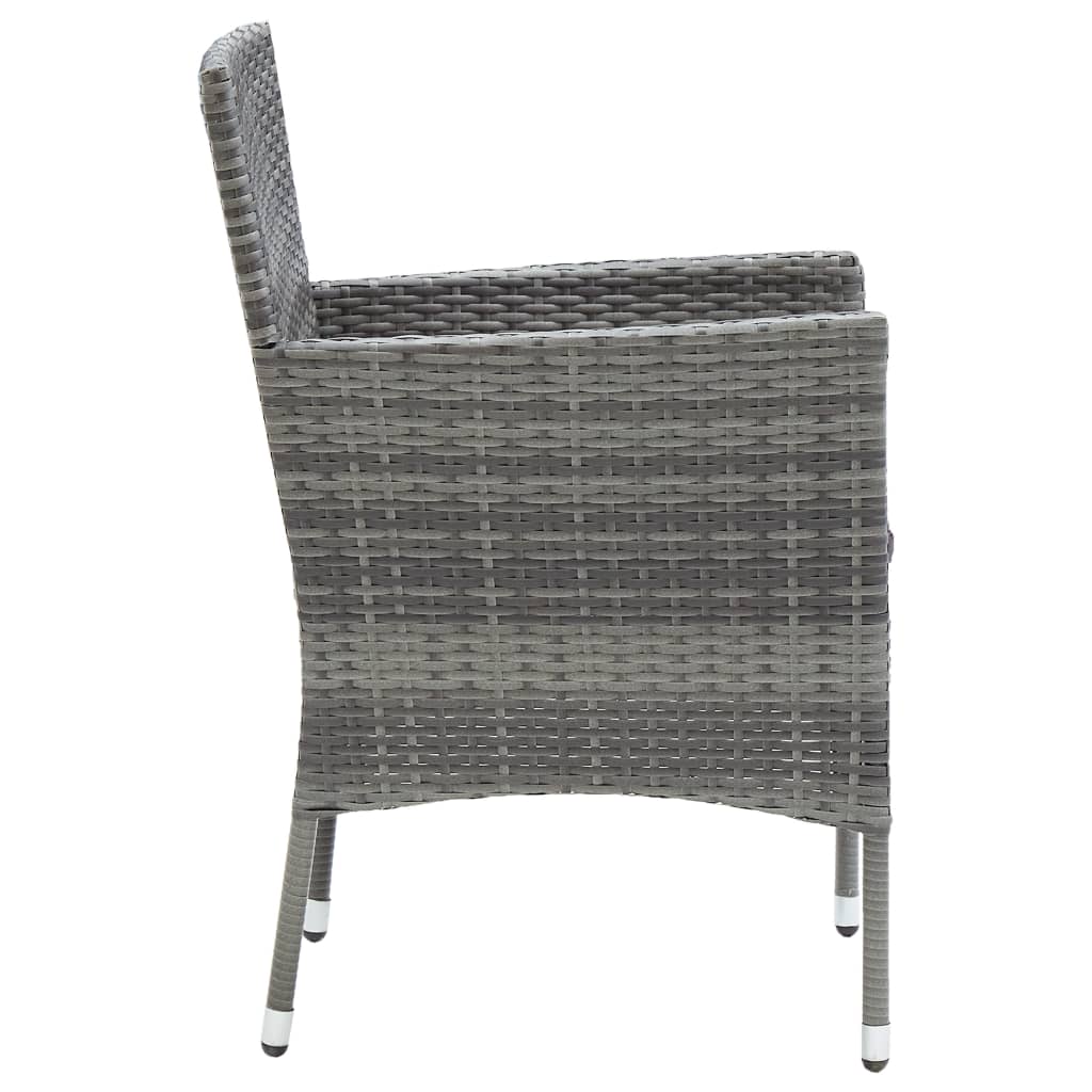 spisebordssæt til haven 5 dele polyrattan og glas grå