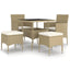 spisebordssæt til haven 5 dele polyrattan beige