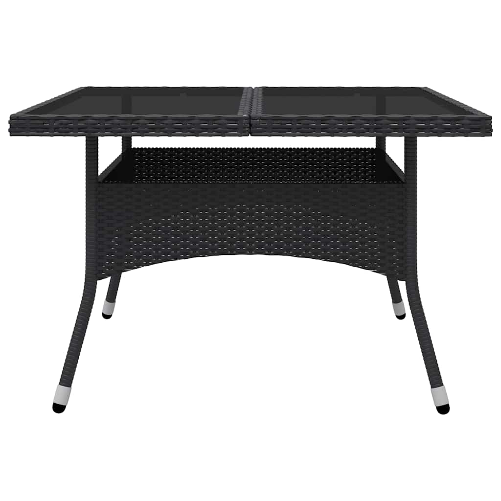 spisebordssæt til haven 9 dele polyrattan og glas sort