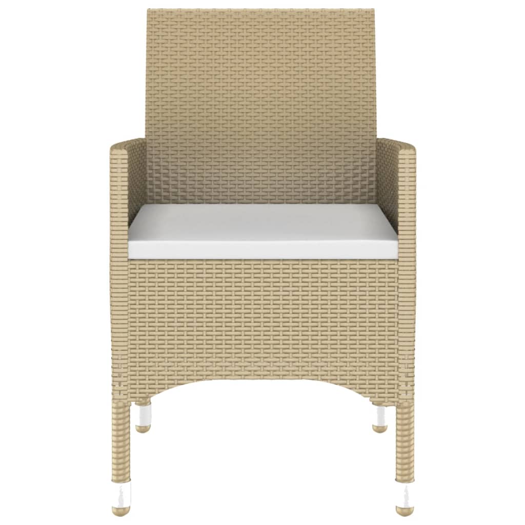 spisebordssæt til haven 7 dele polyrattan og hærdet glas beige