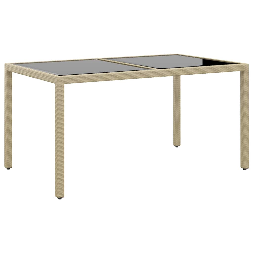 spisebordssæt til haven 7 dele polyrattan og hærdet glas beige