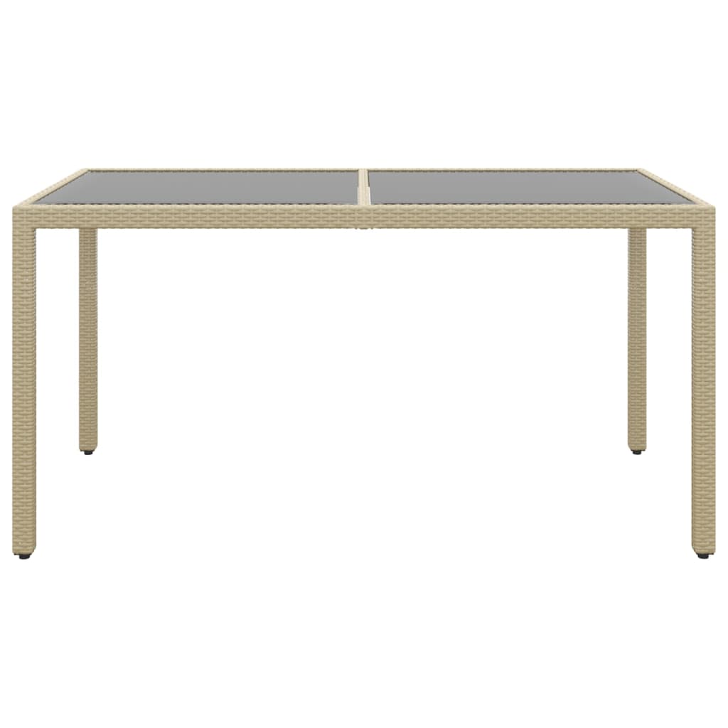 spisebordssæt til haven 7 dele polyrattan og hærdet glas beige