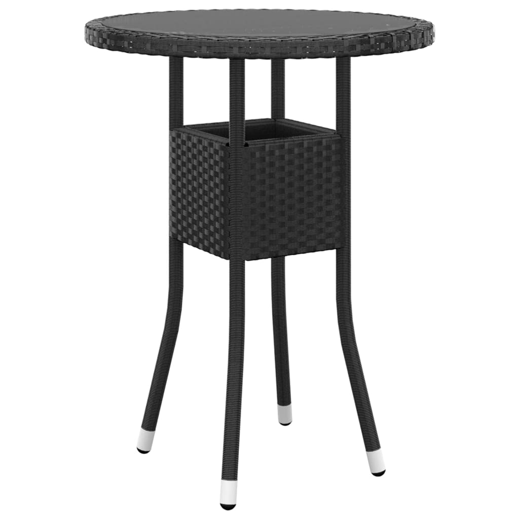spisebordssæt til haven 3 dele polyrattan sort
