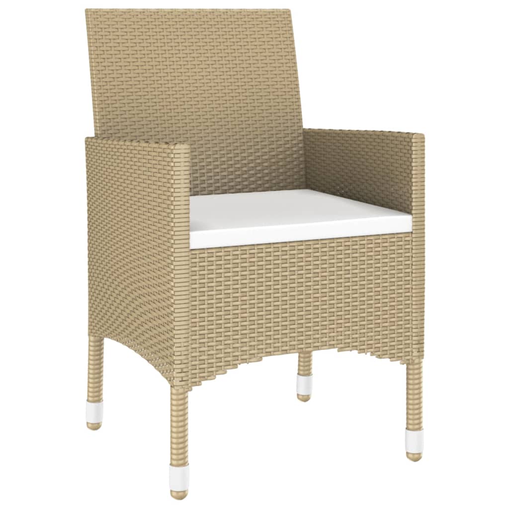 spisebordssæt til haven 3 dele polyrattan beige