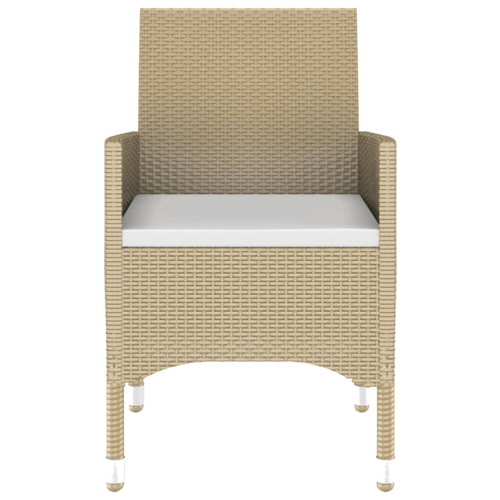 spisebordssæt til haven 3 dele polyrattan beige