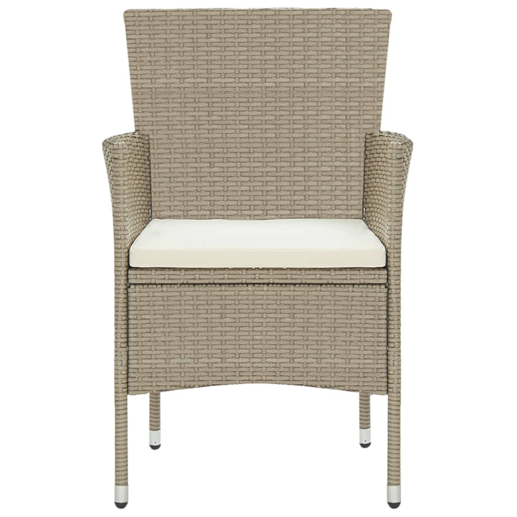 spisebordssæt til haven 3 dele polyrattan beige