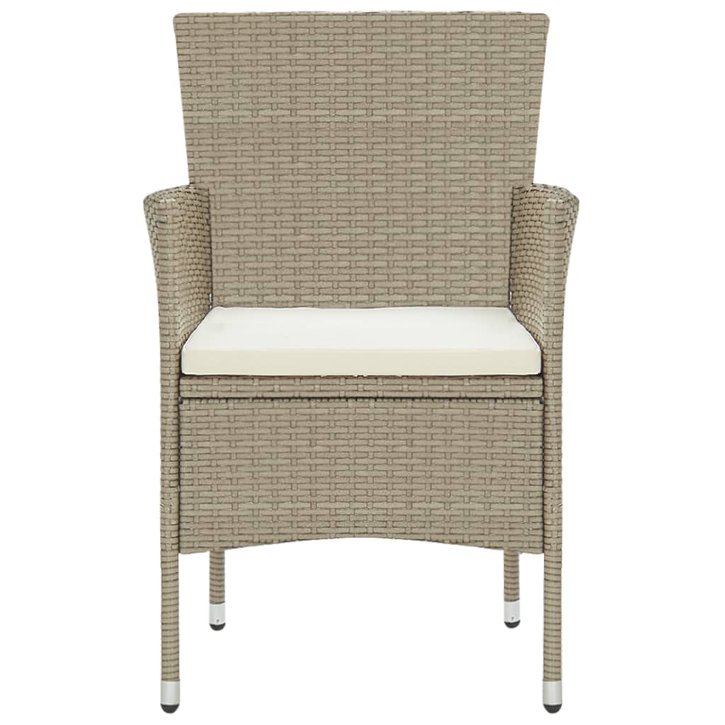 spisebordssæt til haven 5 dele polyrattan beige